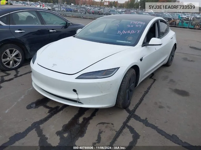 2024 Tesla Model 3 Rear-Wheel Drive VIN: 5YJ3E1EA0RF733539 Lot: 40788506