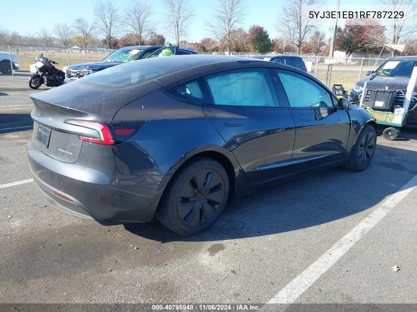 2024 Tesla Model 3 Long Range Dual Motor All-Wheel Drive VIN: 5YJ3E1EB1RF787229 Lot: 40795948