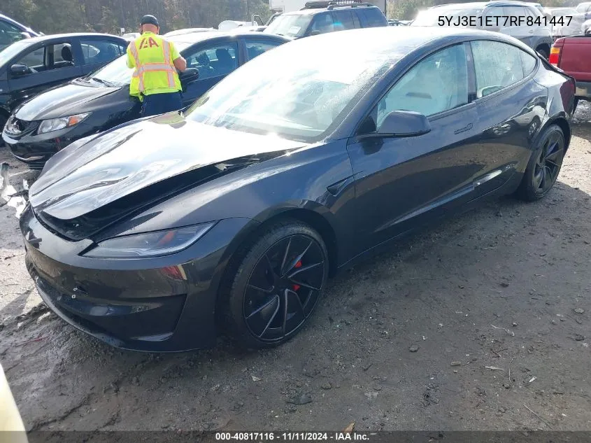 2024 Tesla Model 3 Performance VIN: 5YJ3E1ET7RF841447 Lot: 40817116