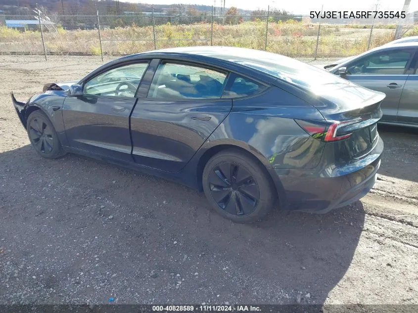 2024 Tesla Model 3 VIN: 5YJ3E1EA5RF735545 Lot: 40828589