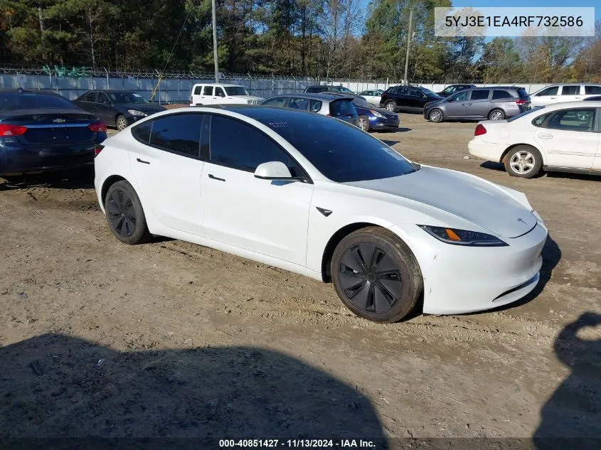 2024 Tesla Model 3 Rear-Wheel Drive VIN: 5YJ3E1EA4RF732586 Lot: 40851427