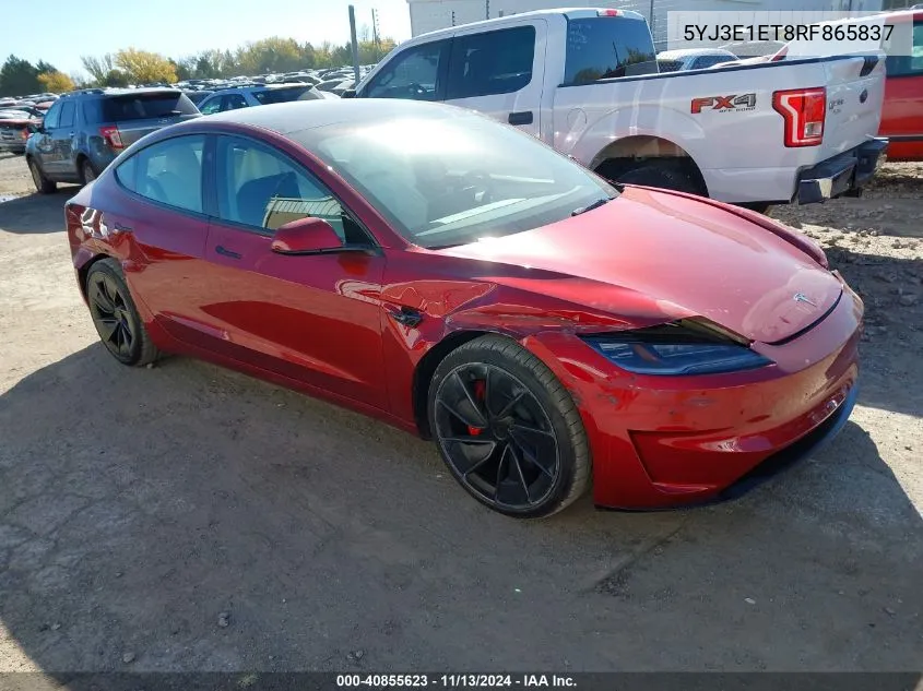 2024 Tesla Model 3 Performance All-Wheel Drive VIN: 5YJ3E1ET8RF865837 Lot: 40855623