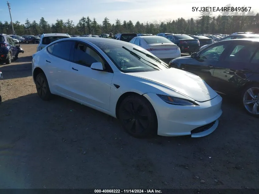 5YJ3E1EA4RF849567 2024 Tesla Model 3 Rear-Wheel Drive