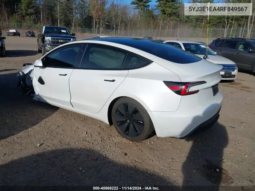 5YJ3E1EA4RF849567 2024 Tesla Model 3 Rear-Wheel Drive