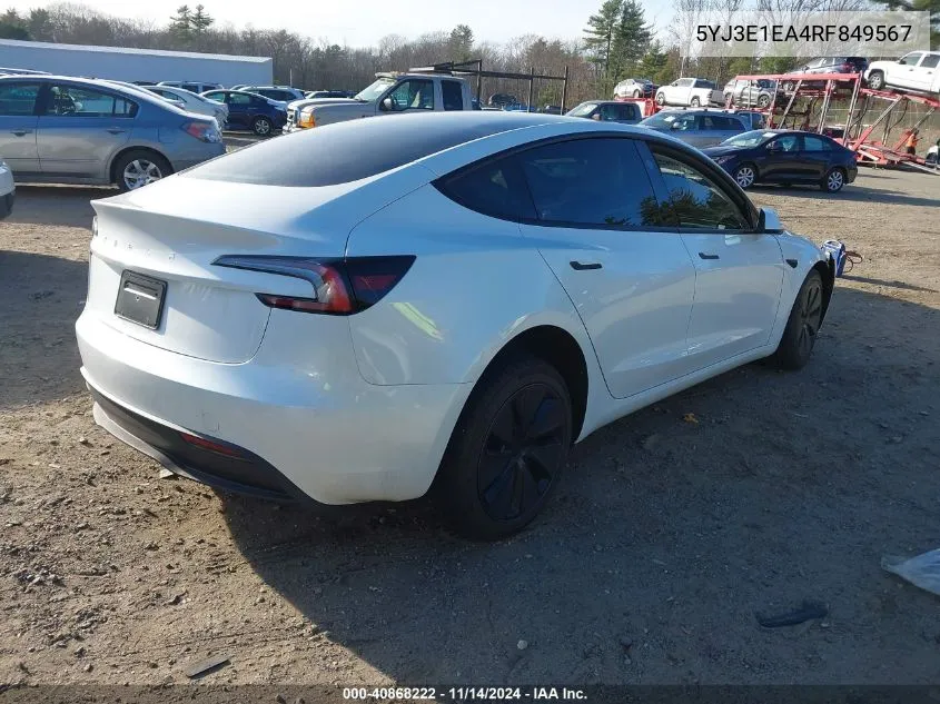 5YJ3E1EA4RF849567 2024 Tesla Model 3 Rear-Wheel Drive