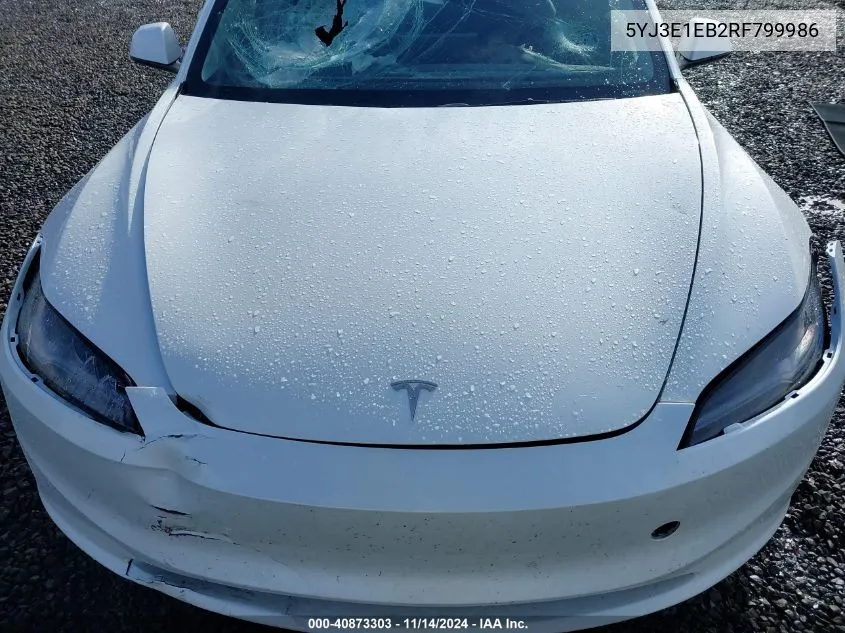 2024 Tesla Model 3 Long Range Dual Motor All-Wheel Drive VIN: 5YJ3E1EB2RF799986 Lot: 40873303