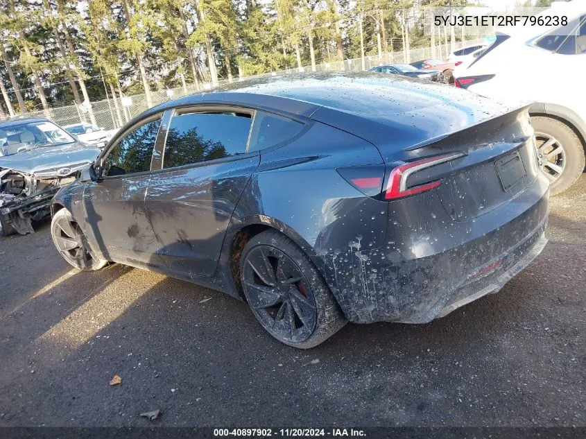 2024 Tesla Model 3 Performance All-Wheel Drive VIN: 5YJ3E1ET2RF796238 Lot: 40897902