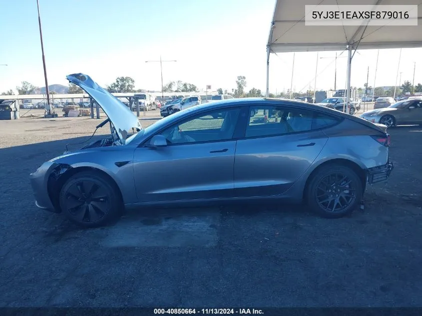 2025 Tesla Model 3 Long Range Rear-Wheel Drive VIN: 5YJ3E1EAXSF879016 Lot: 40850664