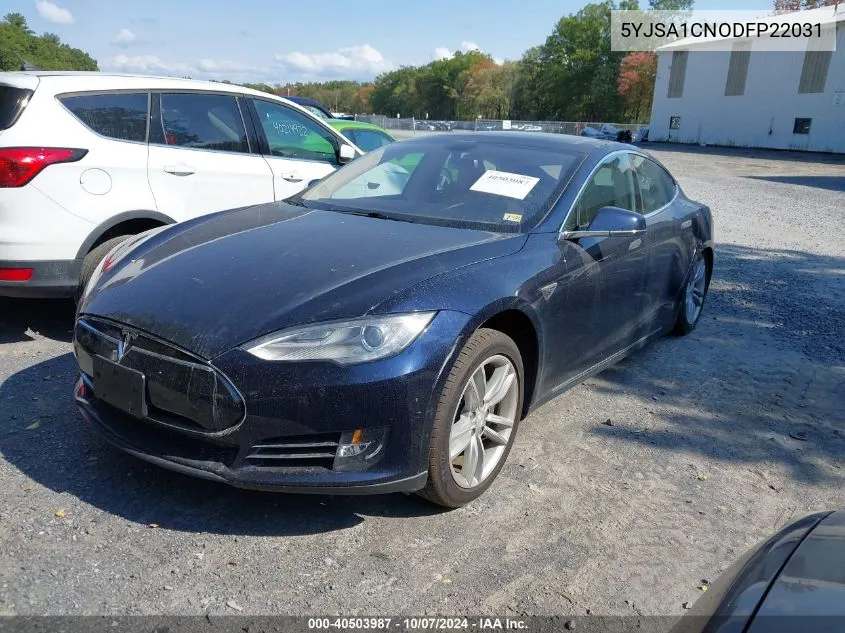 2013 Tesla Model S VIN: 5YJSA1CNODFP22031 Lot: 40503987