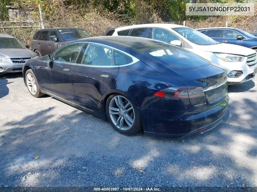 2013 Tesla Model S VIN: 5YJSA1CNODFP22031 Lot: 40503987