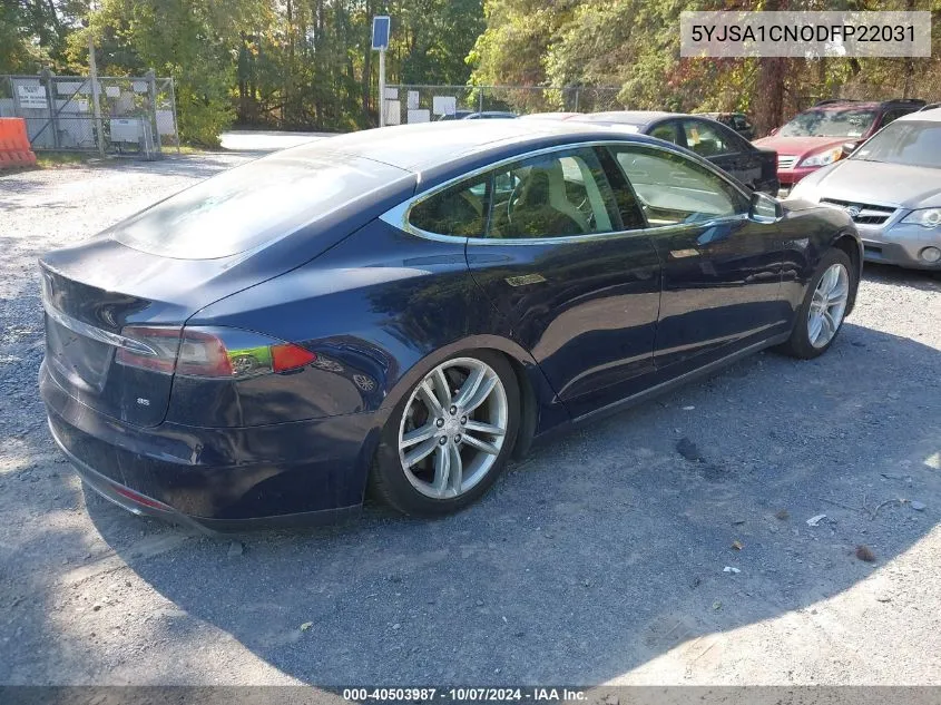 2013 Tesla Model S VIN: 5YJSA1CNODFP22031 Lot: 40503987