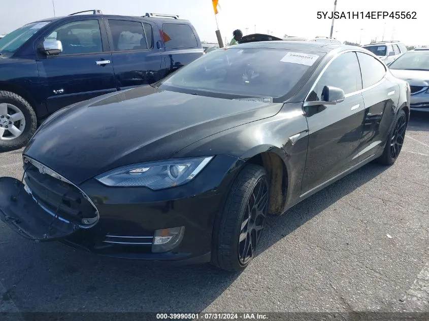 2014 Tesla Model S P85 VIN: 5YJSA1H14EFP45562 Lot: 39990501