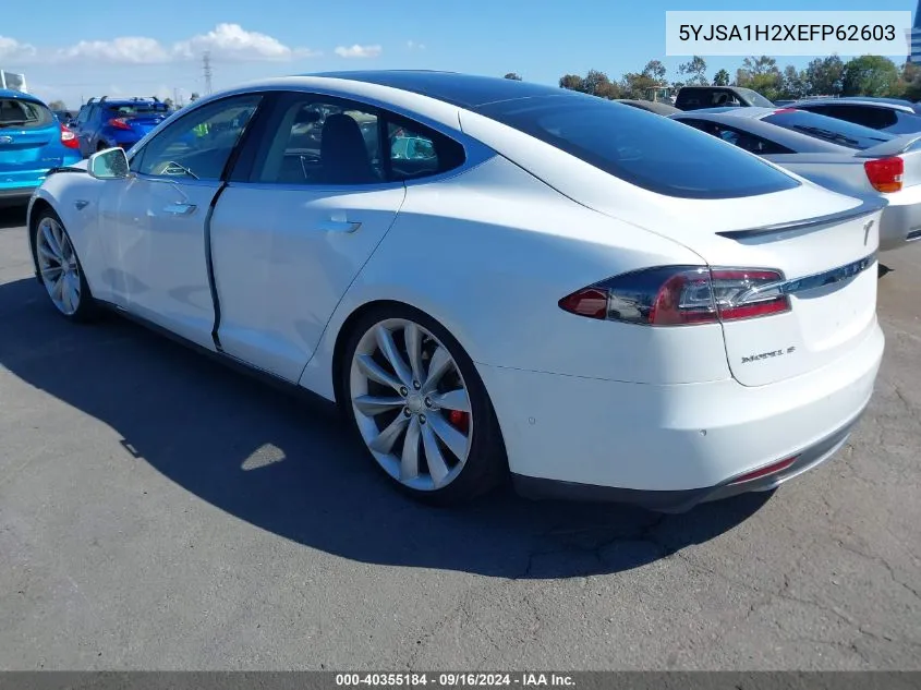 2014 Tesla Model S VIN: 5YJSA1H2XEFP62603 Lot: 40355184