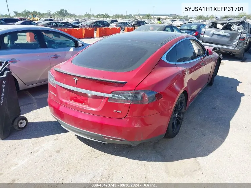 2014 Tesla Model S P85 VIN: 5YJSA1H1XEFP31701 Lot: 40473743