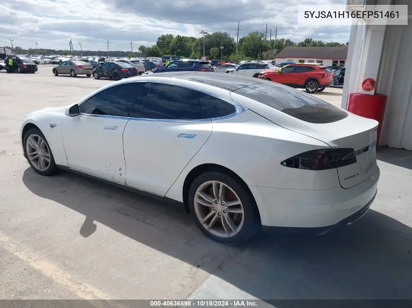 2014 Tesla Model S P85 VIN: 5YJSA1H16EFP51461 Lot: 40636898