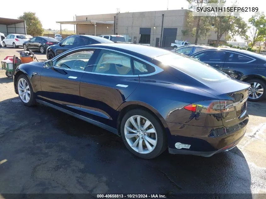 2014 Tesla Model S P85 VIN: 5YJSA1H15EFP62189 Lot: 40658813