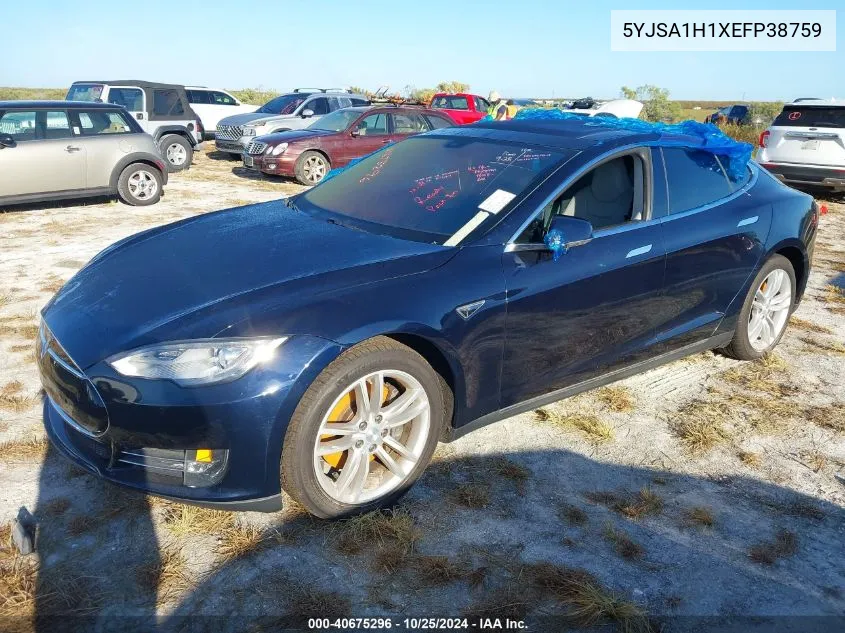 2014 Tesla Model S P85 VIN: 5YJSA1H1XEFP38759 Lot: 40675296