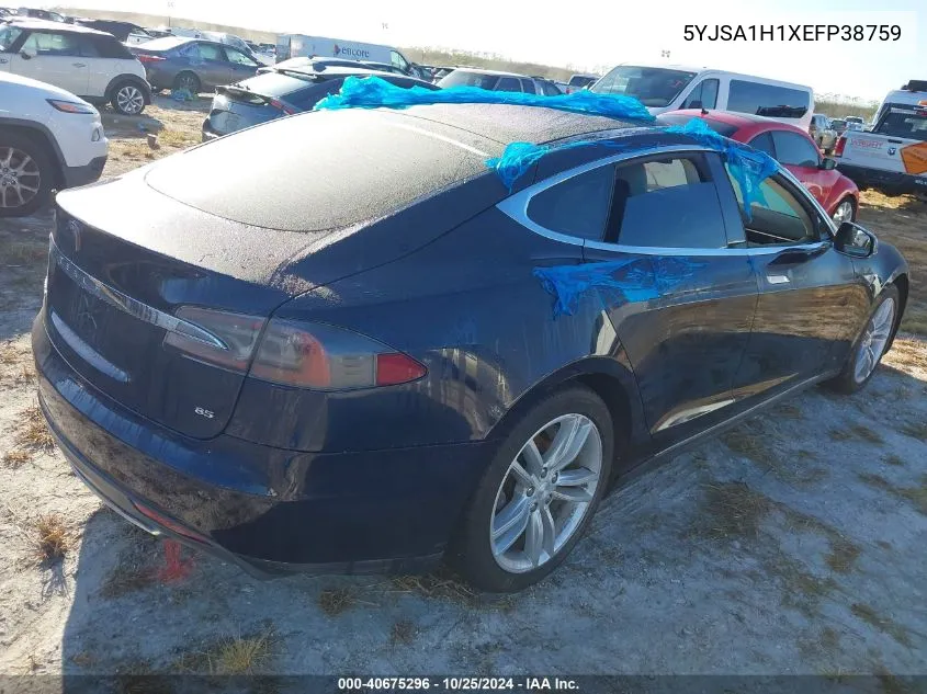 2014 Tesla Model S P85 VIN: 5YJSA1H1XEFP38759 Lot: 40675296