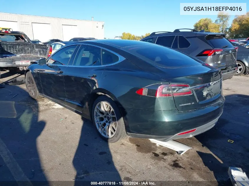 2014 Tesla Model S P85 VIN: 05YJSA1H18EFP4016 Lot: 40777818