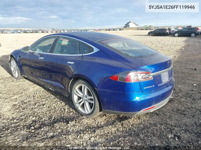 2015 Tesla Model S VIN: 5YJSA1E26FF119946 Lot: 12108747