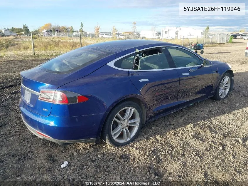 2015 Tesla Model S VIN: 5YJSA1E26FF119946 Lot: 12108747