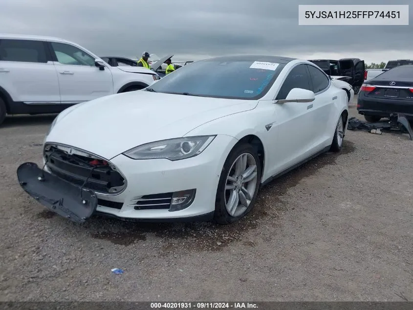 2015 Tesla Model S 85D VIN: 5YJSA1H25FFP74451 Lot: 40201931