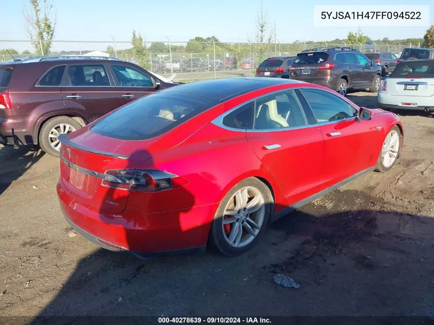 2015 Tesla Model S P85D VIN: 5YJSA1H47FF094522 Lot: 40278639