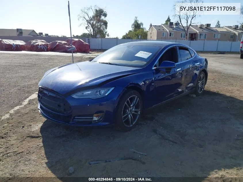 2015 Tesla Model S 60/70/85 VIN: 5YJSA1E12FF117098 Lot: 40294845