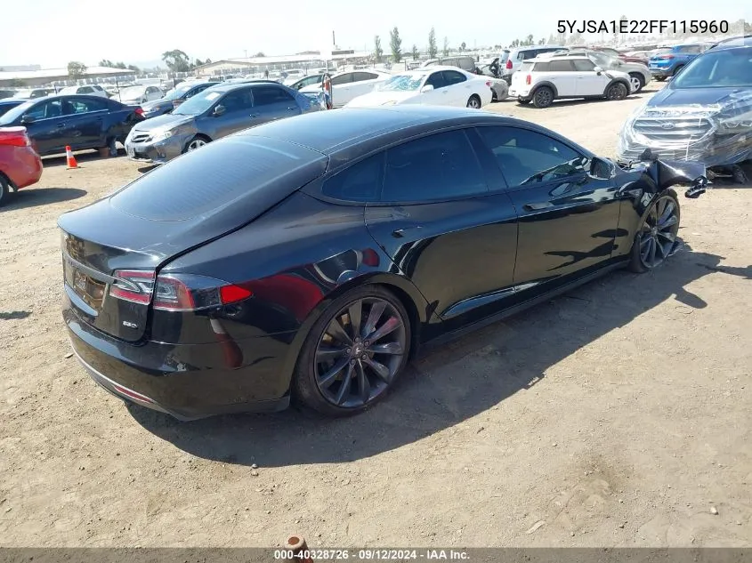 2015 Tesla Model S 70D/85D/P85D VIN: 5YJSA1E22FF115960 Lot: 40328726