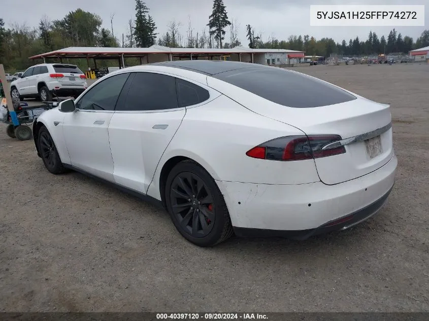 2015 Tesla Model S 70D/85D/P85D VIN: 5YJSA1H25FFP74272 Lot: 40397120