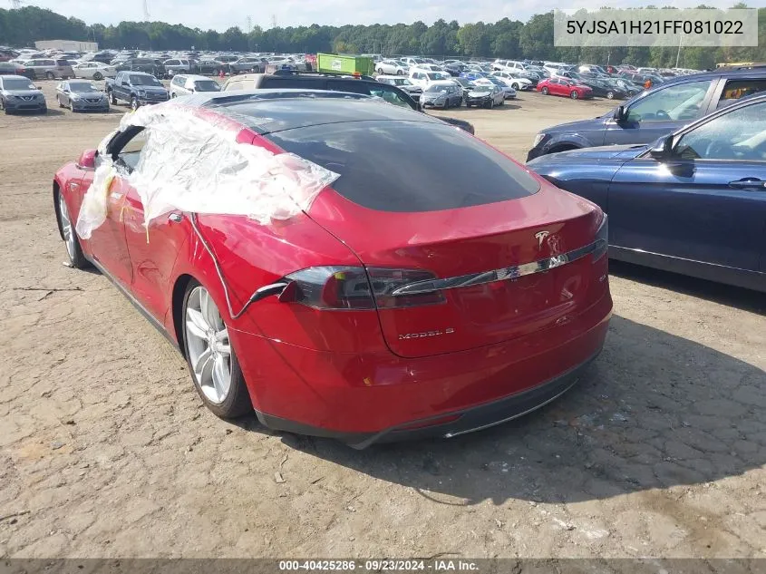 2015 Tesla Model S 70D/85D/P85D VIN: 5YJSA1H21FF081022 Lot: 40425286