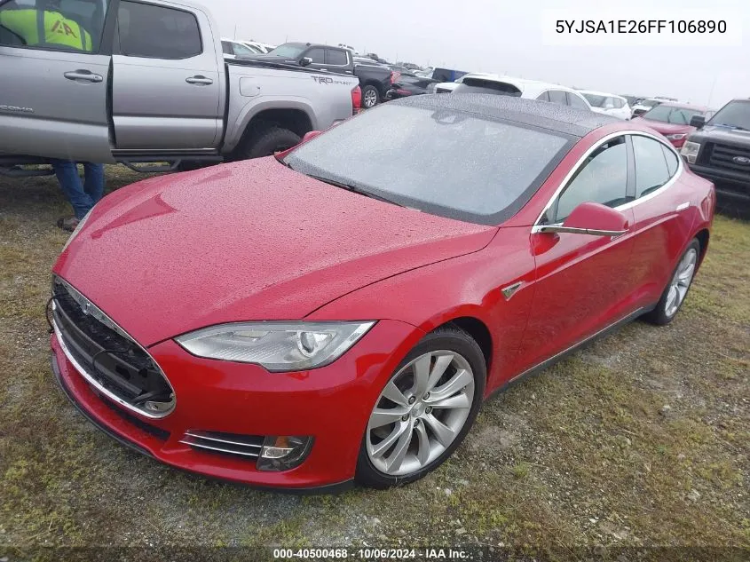 2015 Tesla Model S VIN: 5YJSA1E26FF106890 Lot: 40500468