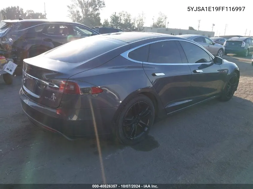 2015 Tesla Model S 60/70/85 VIN: 5YJSA1E19FF116997 Lot: 40526357