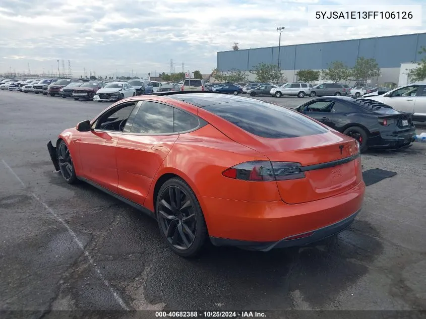 2015 Tesla Model S 60/70/85 VIN: 5YJSA1E13FF106126 Lot: 40682388