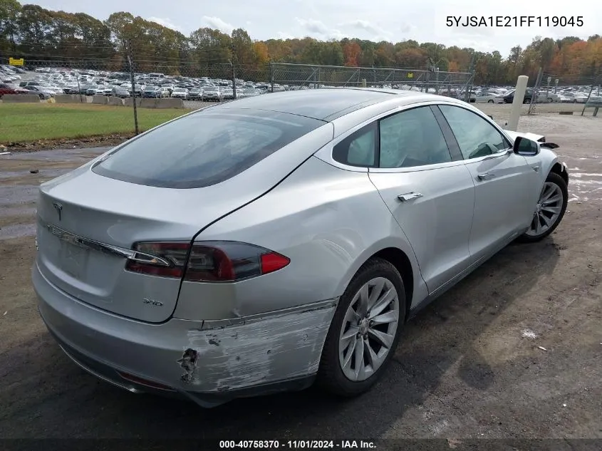 2015 Tesla Model S 70D/85D/P85D VIN: 5YJSA1E21FF119045 Lot: 40758370