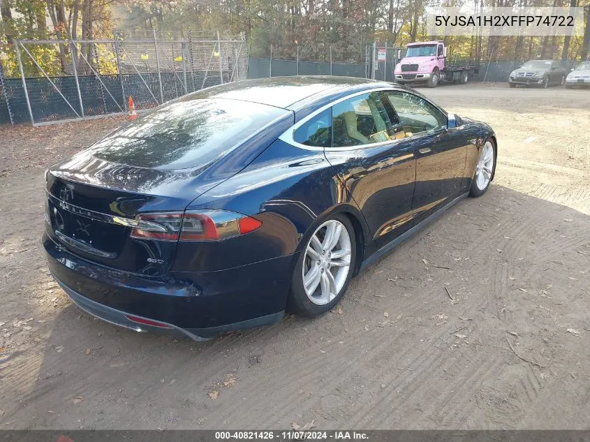 2015 Tesla Model S 70D/85D/P85D VIN: 5YJSA1H2XFFP74722 Lot: 40821426