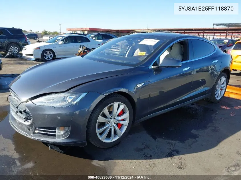 2015 Tesla Model S 70D/85D/P85D VIN: 5YJSA1E25FF118870 Lot: 40829586