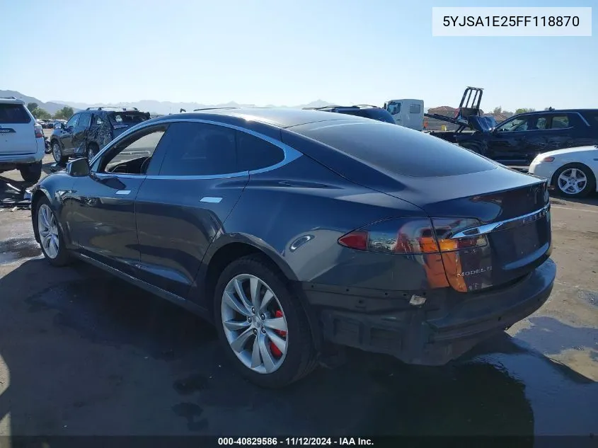 2015 Tesla Model S 70D/85D/P85D VIN: 5YJSA1E25FF118870 Lot: 40829586