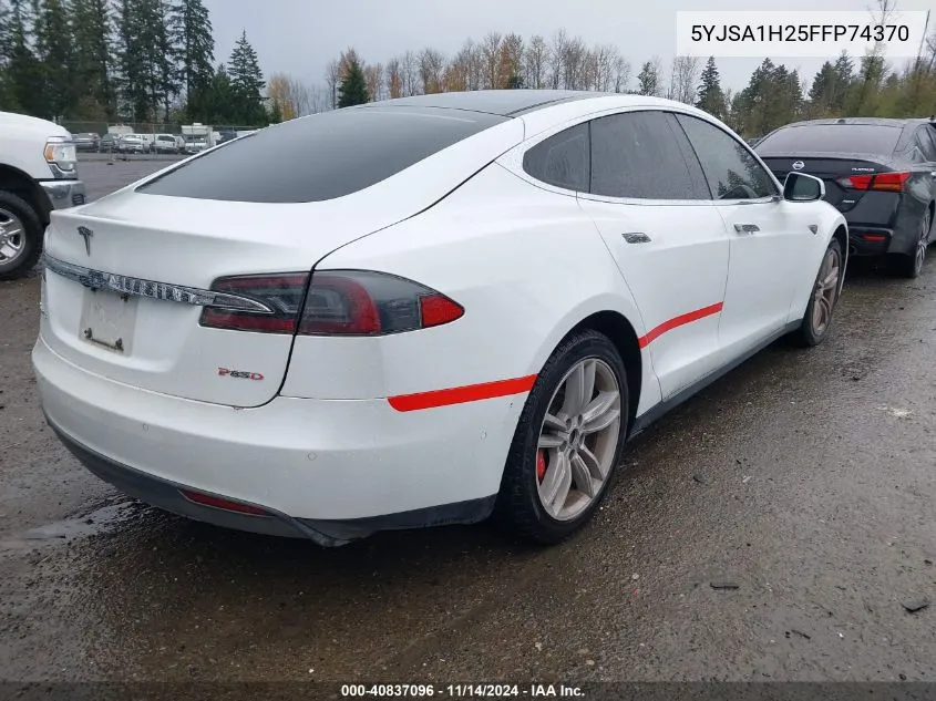 2015 Tesla Model S 70D/85D/P85D VIN: 5YJSA1H25FFP74370 Lot: 40837096