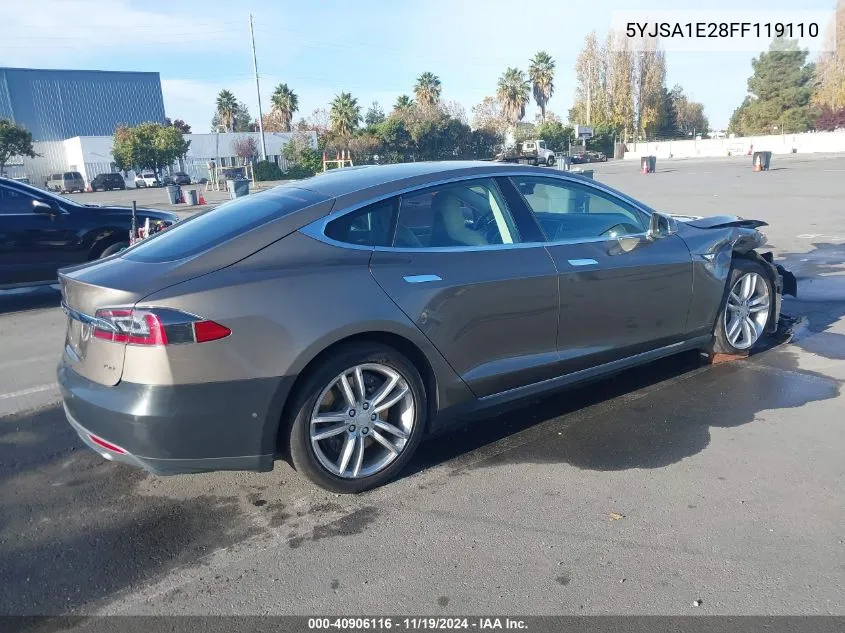 2015 Tesla Model S 70D/85D/P85D VIN: 5YJSA1E28FF119110 Lot: 40906116