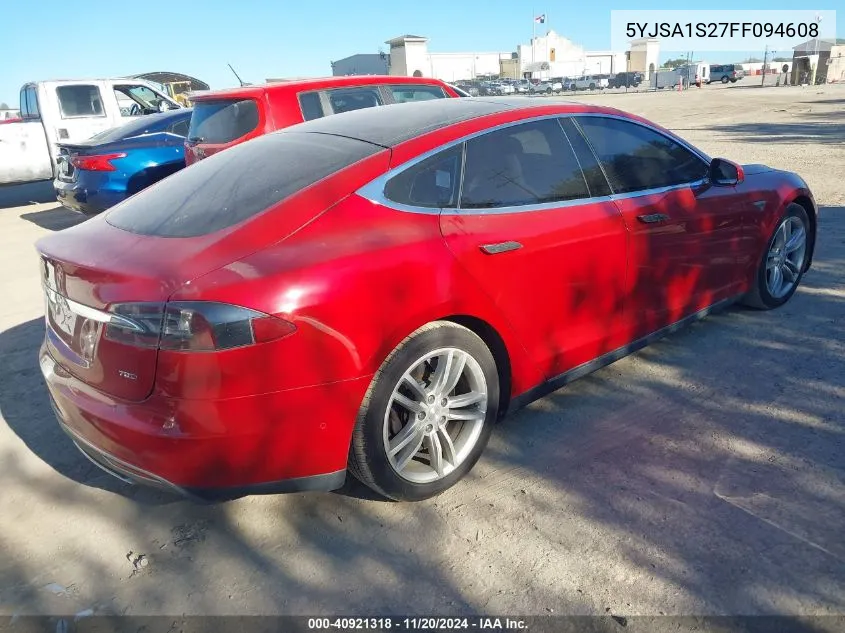 2015 Tesla Model S 70D/85D/P85D VIN: 5YJSA1S27FF094608 Lot: 40921318