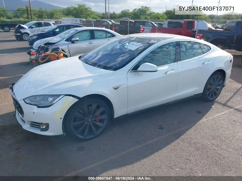 2016 Tesla Model S 90D/P100D/P85D/P90D VIN: 5YJSA1E40GF137071 Lot: 39657547