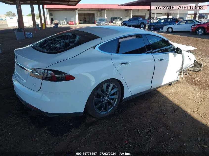 2016 Tesla Model S 60/70/75/85 VIN: 5YJSA1E17GF115543 Lot: 39778697