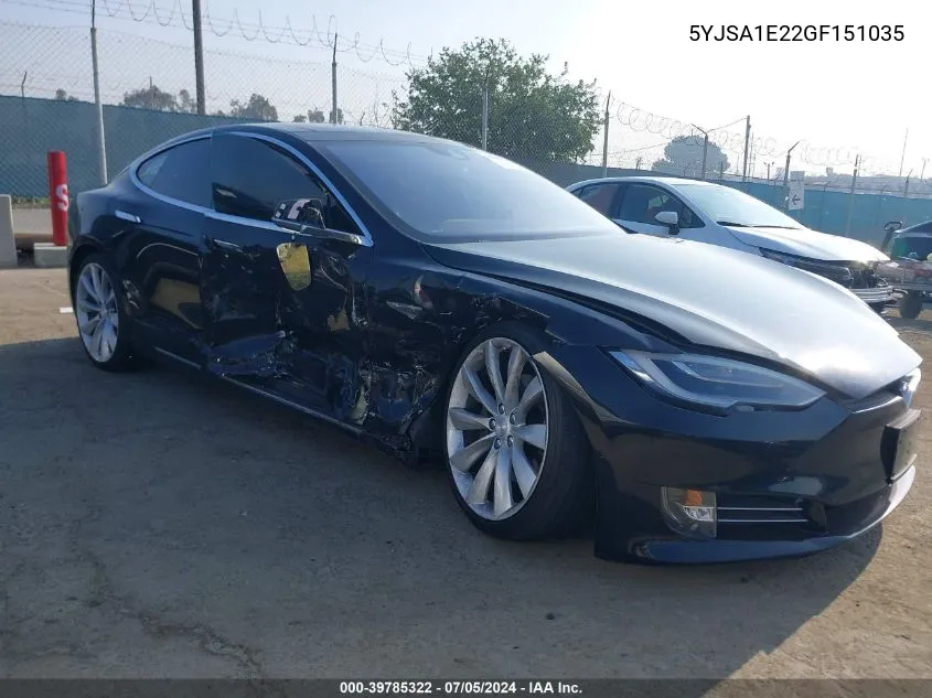 2016 Tesla Model S 60D/70D/75D/85D/90D VIN: 5YJSA1E22GF151035 Lot: 39785322