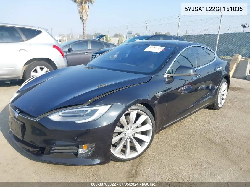 2016 Tesla Model S 60D/70D/75D/85D/90D VIN: 5YJSA1E22GF151035 Lot: 39785322