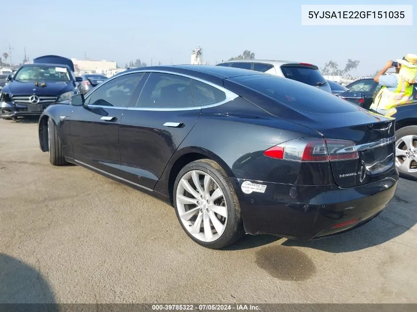 2016 Tesla Model S 60D/70D/75D/85D/90D VIN: 5YJSA1E22GF151035 Lot: 39785322