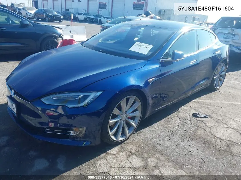 2016 Tesla Model S 90D/P100D/P85D/P90D VIN: 5YJSA1E48GF161604 Lot: 39977345