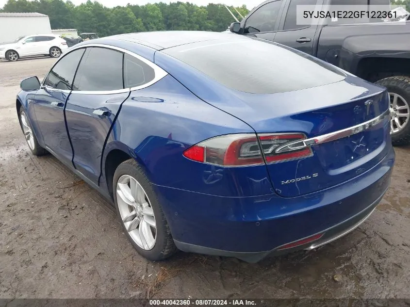 2016 Tesla Model S 60D/70D/75D/85D/90D VIN: 5YJSA1E22GF122361 Lot: 40042360