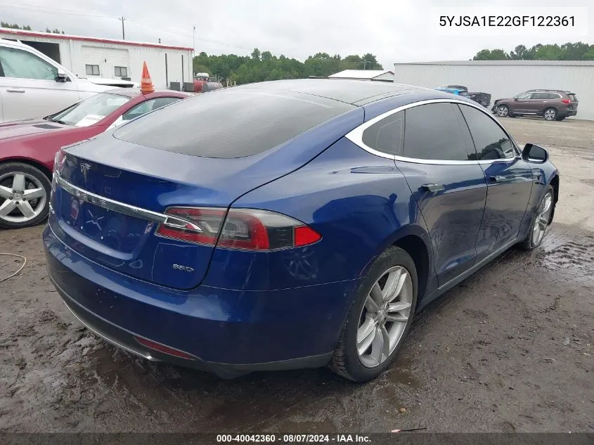 2016 Tesla Model S 60D/70D/75D/85D/90D VIN: 5YJSA1E22GF122361 Lot: 40042360