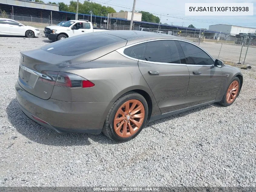 2016 Tesla Model S 60/70/75/85 VIN: 5YJSA1E1XGF133938 Lot: 40089233